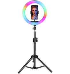 Ring Light RGB With Tripod  RGB LED Selfie 26cm Spotlight Fill light lamp Makeup Remote Adjustable Dimmable Ring Light Lamp