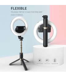 Selfie Stick Tripod Wireless LED Ring Light for iOS Android 