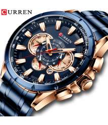CURREN Wristwatch with Stainless Steel Band Fashion Quartz Clock Chronograph Luminous pointers Unique Sports Watches