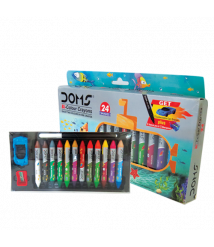 DOMS Double Wax Crayon 12 pens - 24 colors - Sharpener - Eraser car shapes - Long felt-tip pen